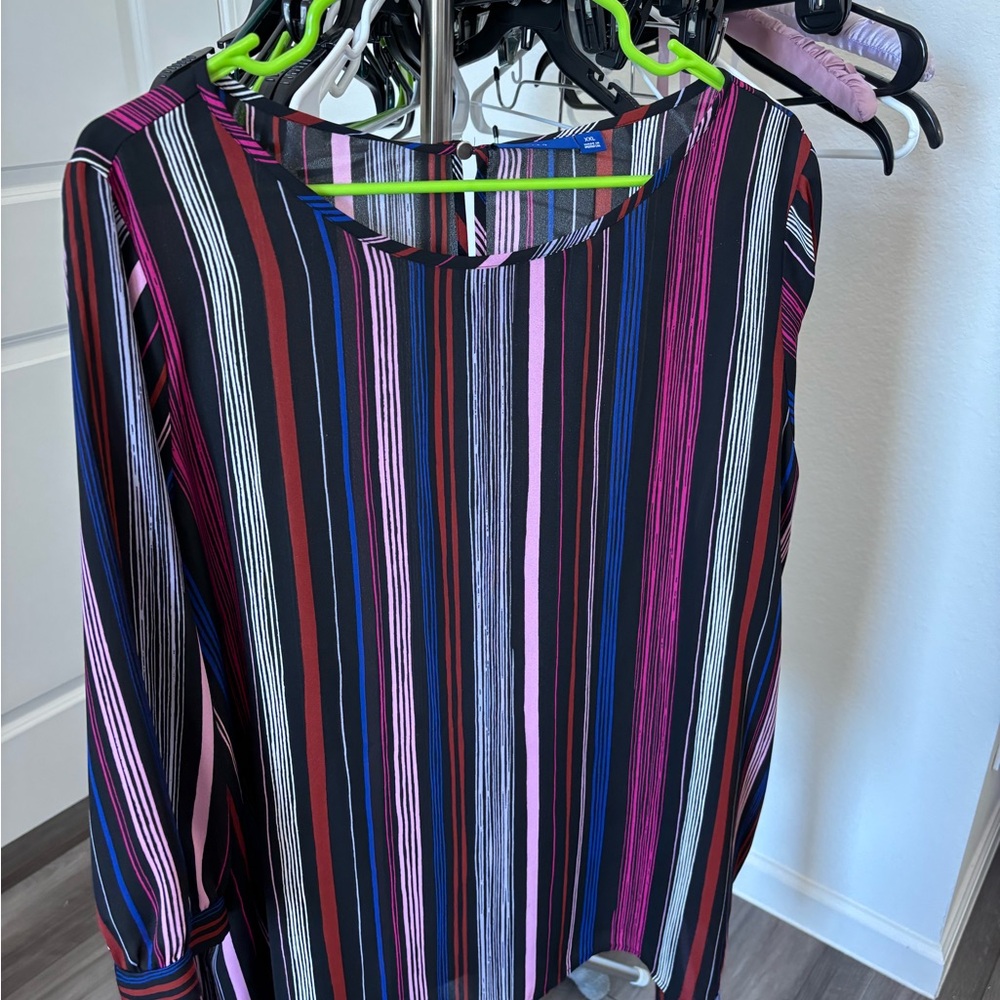 Apt. 9 Black and Pink Striped Blouse